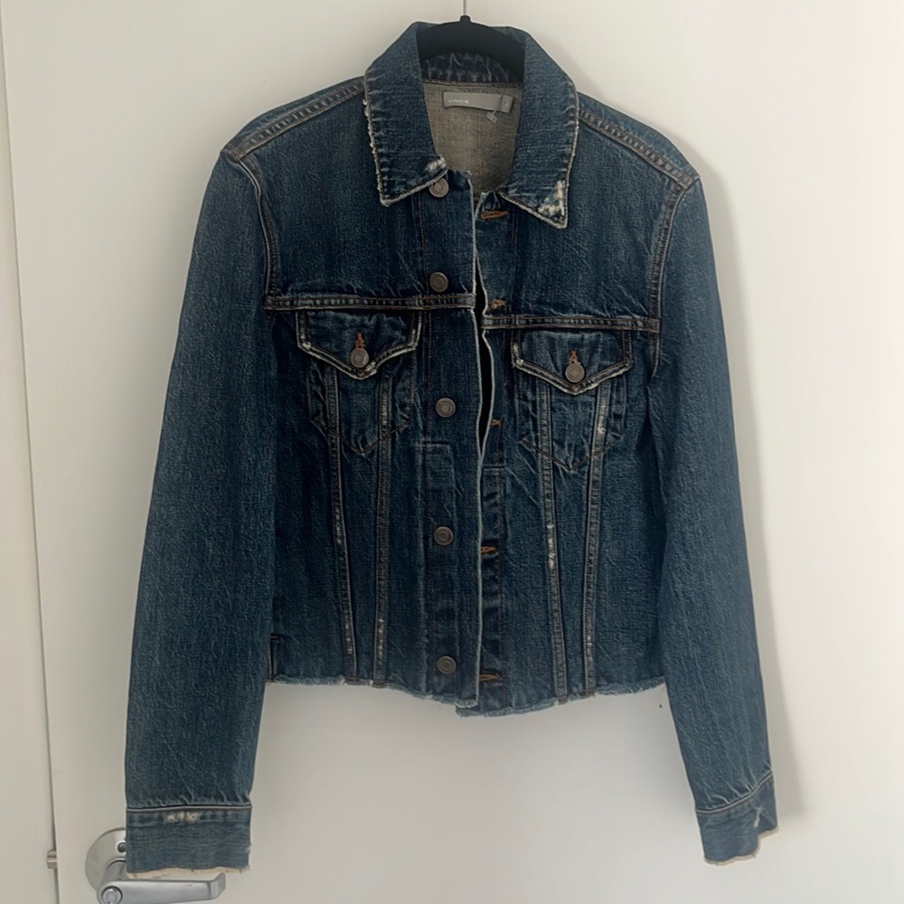 Vince Blue Raw Edge Jean Jacket size XS